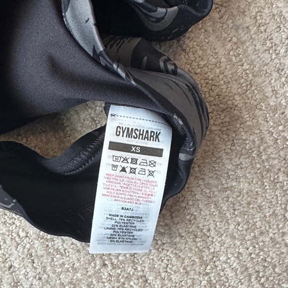 Gymshark Women’s Power Sports Bra Size XS Black Gray Marble Activewear - Picture 7 of 9